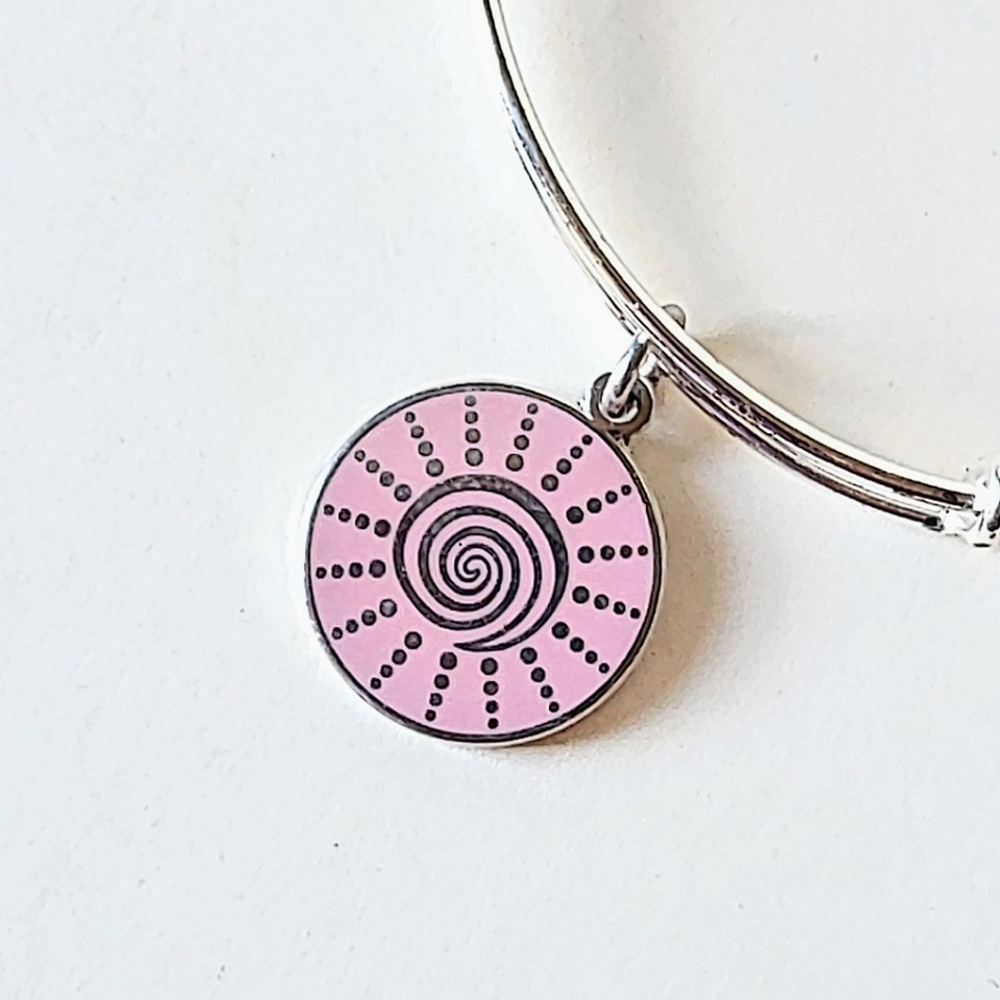 ALEX AND ANI "SPIRAL SUN" PINK BREAST CANCER AWARENESS CHARM BANGLE BRACELET